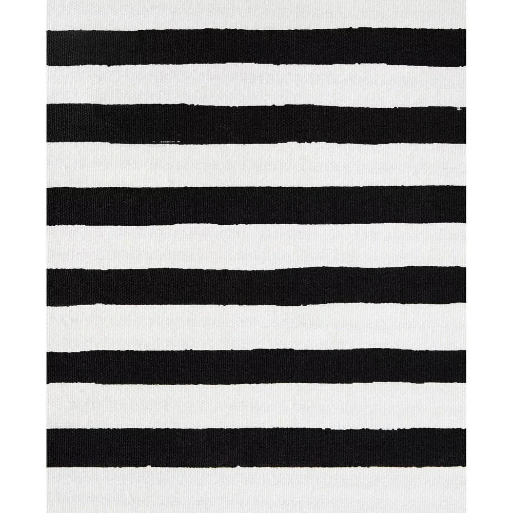 Hand Painted Shirting Stripe Reversible Placemats 4-Pack Set, 100% Cotton, Black